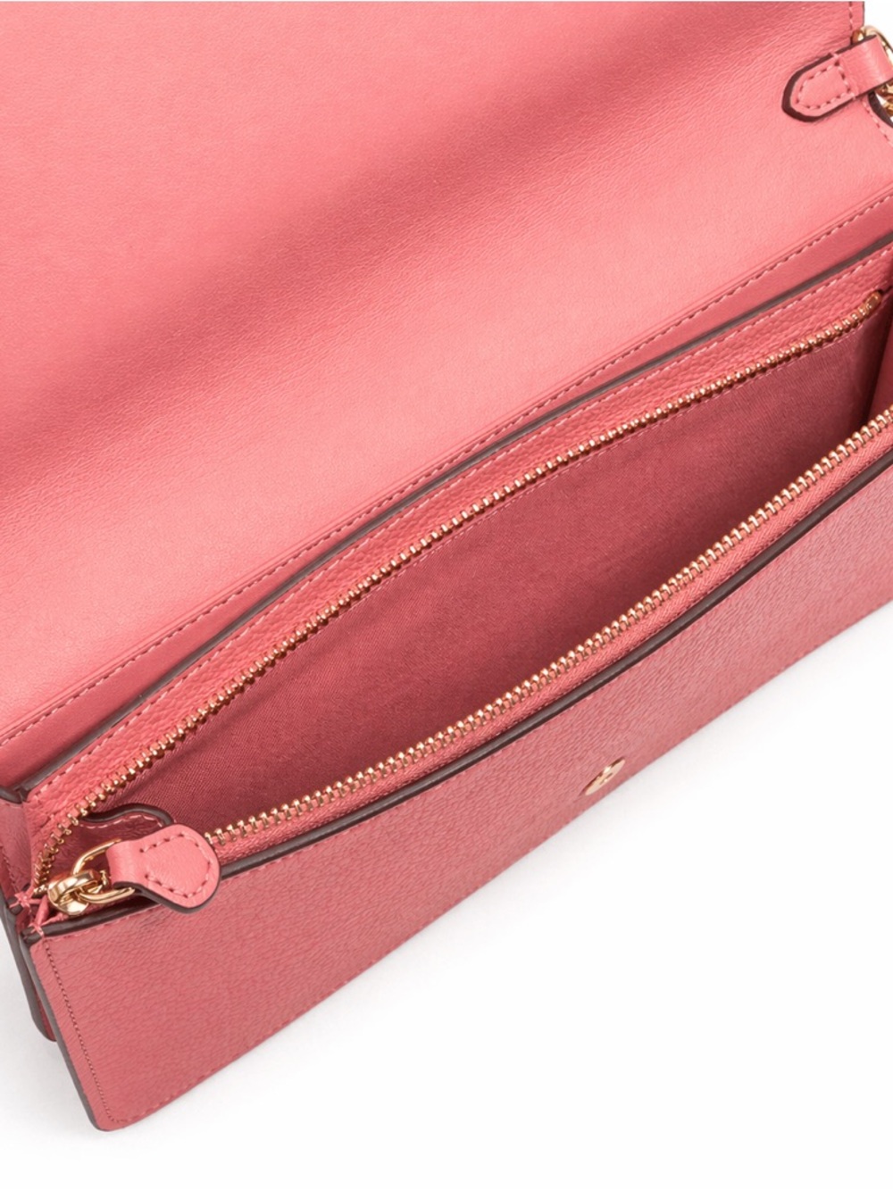 NWT Coach Anna Foldover Crossbody Clutch Pink Pebble Leather Wallet Bag - Picture 5 of 6